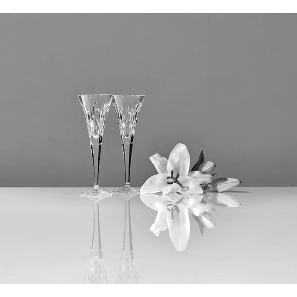 Waterford Lismore Toasting Crystal Tapered Champagne Flutes Size 9 1/4"H x 3.5"W - Picture 11 of 14